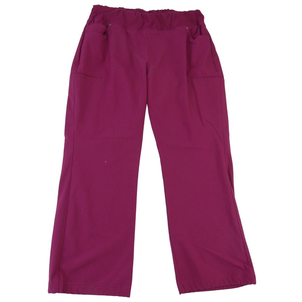 Cherokee Women Magenta Cargo Scrub Pants XL Petite Elastic Waist Medical Uniform